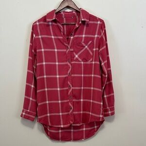Casual Red Plaid Men's Button Down Shirt